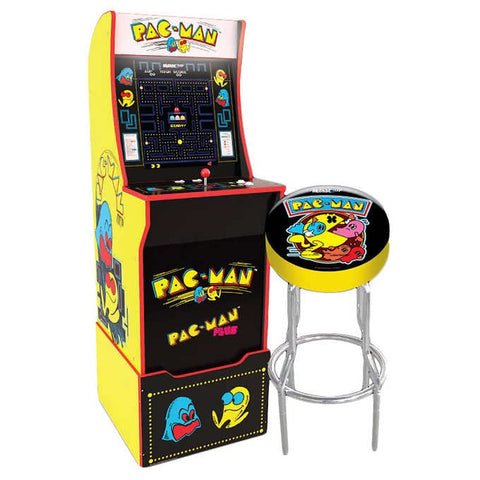 Arcade1Up Mini Pac-Man Arcade Cabinet with Riser, Stool, and Light Up Marquee - Image Pro International